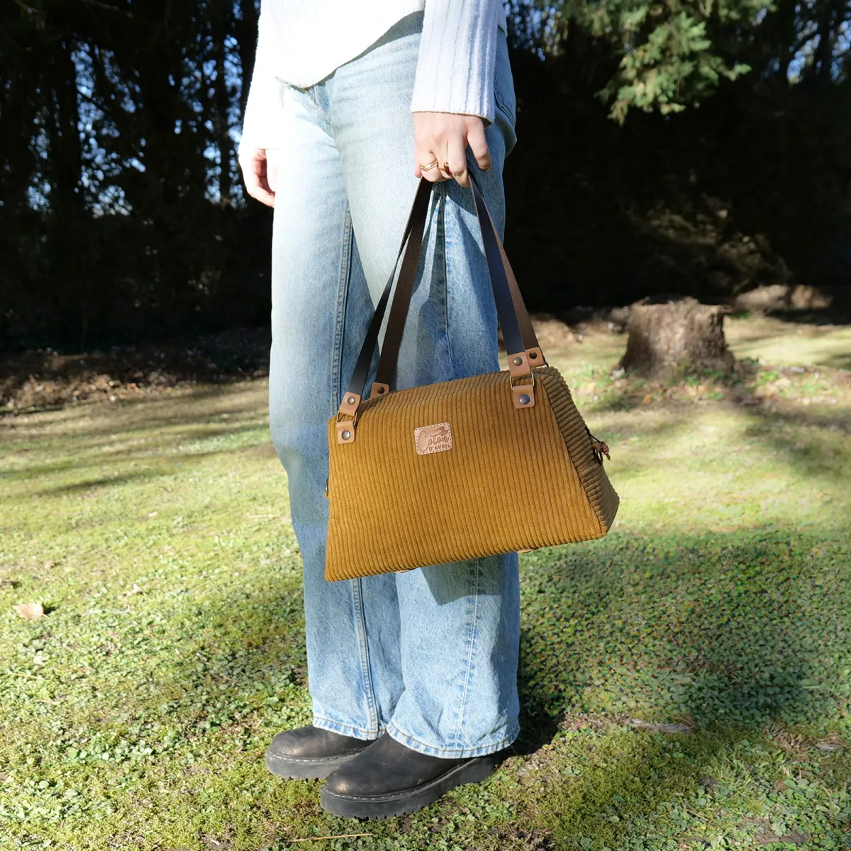 Sac à main Coton d'Avril CESAR Velours Havane