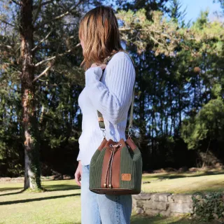 Sac seau Coton d'Avril ANGELE Velours kaki