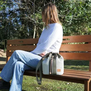 Sac seau Coton d'Avril ANGELE Velours crème