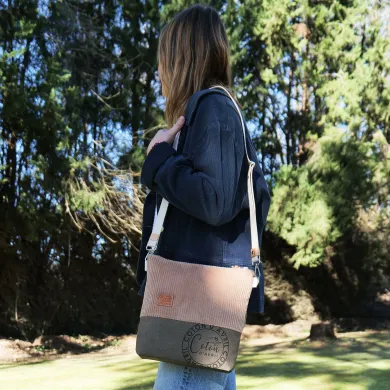 Sac à main Bandoulière BEATRIS velours Havane