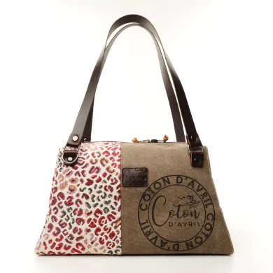 Sac à main Bandoulière Coton d'Avril CESAR Signature Léopard