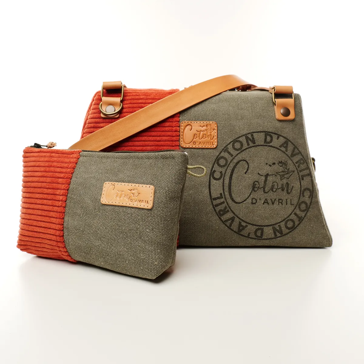 Sac à main bandoulière Coton d'Avril CESAR Signature Acajou