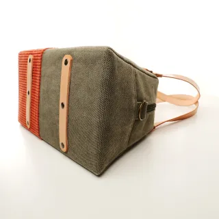 Sac à main bandoulière Coton d'Avril CESAR Signature Acajou