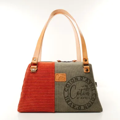 Sac à main bandoulière Coton d'Avril CESAR Signature Acajou
