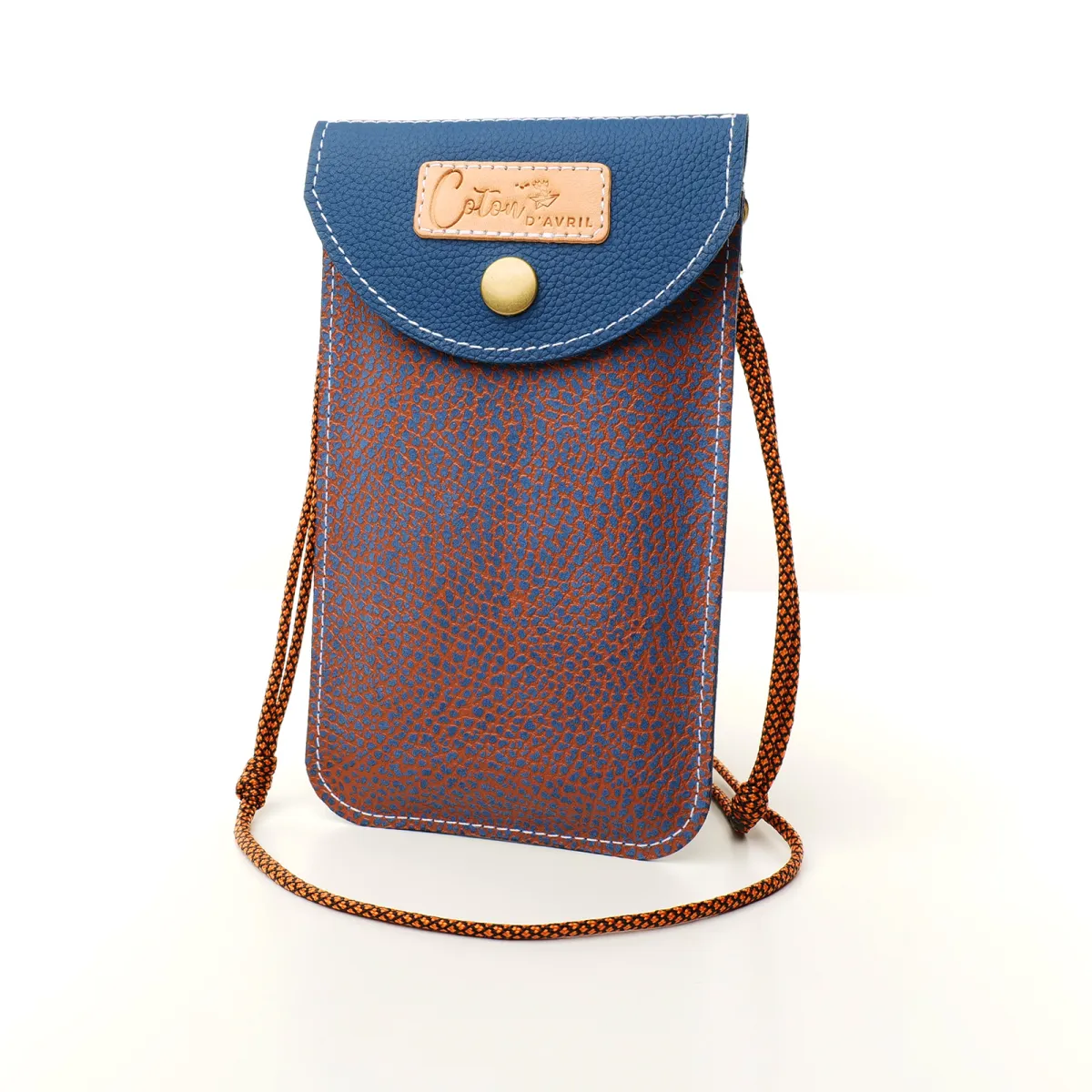 Mini sac pochette téléphone Coton d'Avril ERI Bleu Orange