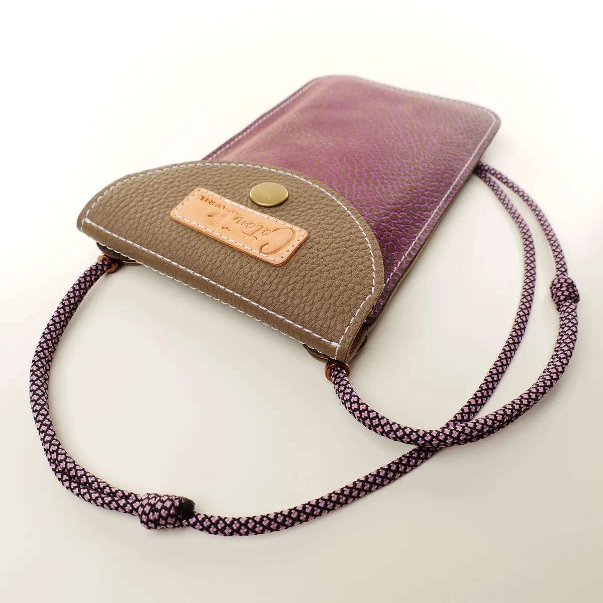 Mini sac pochette téléphone Coton d'Avril ERI Camel Rose