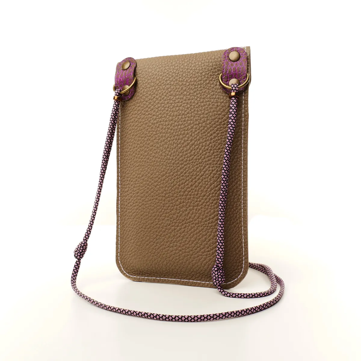 Mini sac pochette téléphone Coton d'Avril ERI Camel Rose