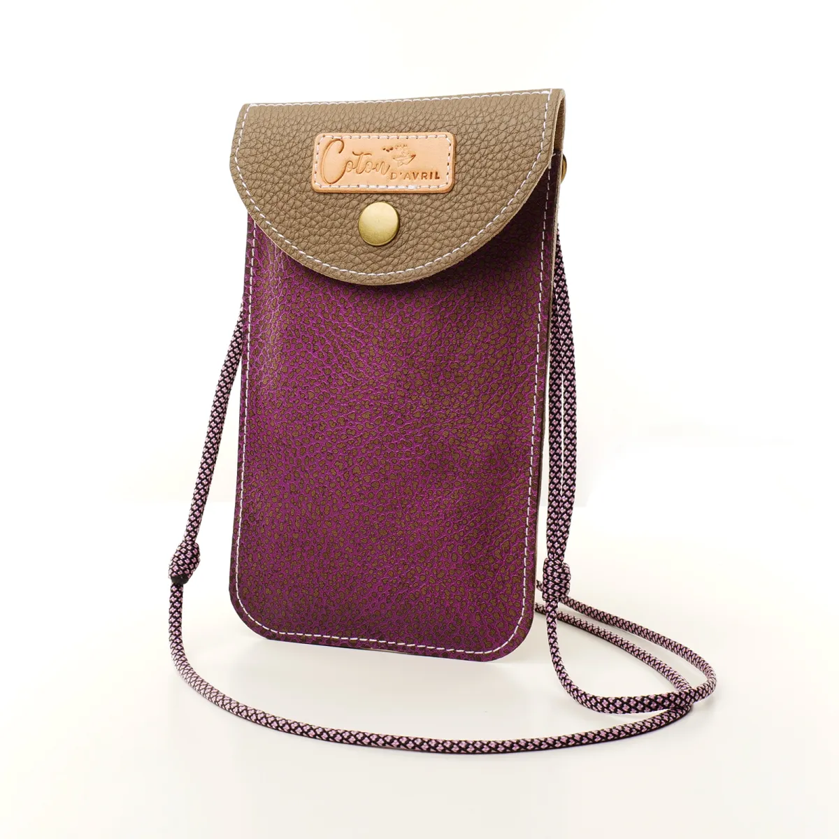 Mini sac pochette téléphone Coton d'Avril ERI Camel Rose