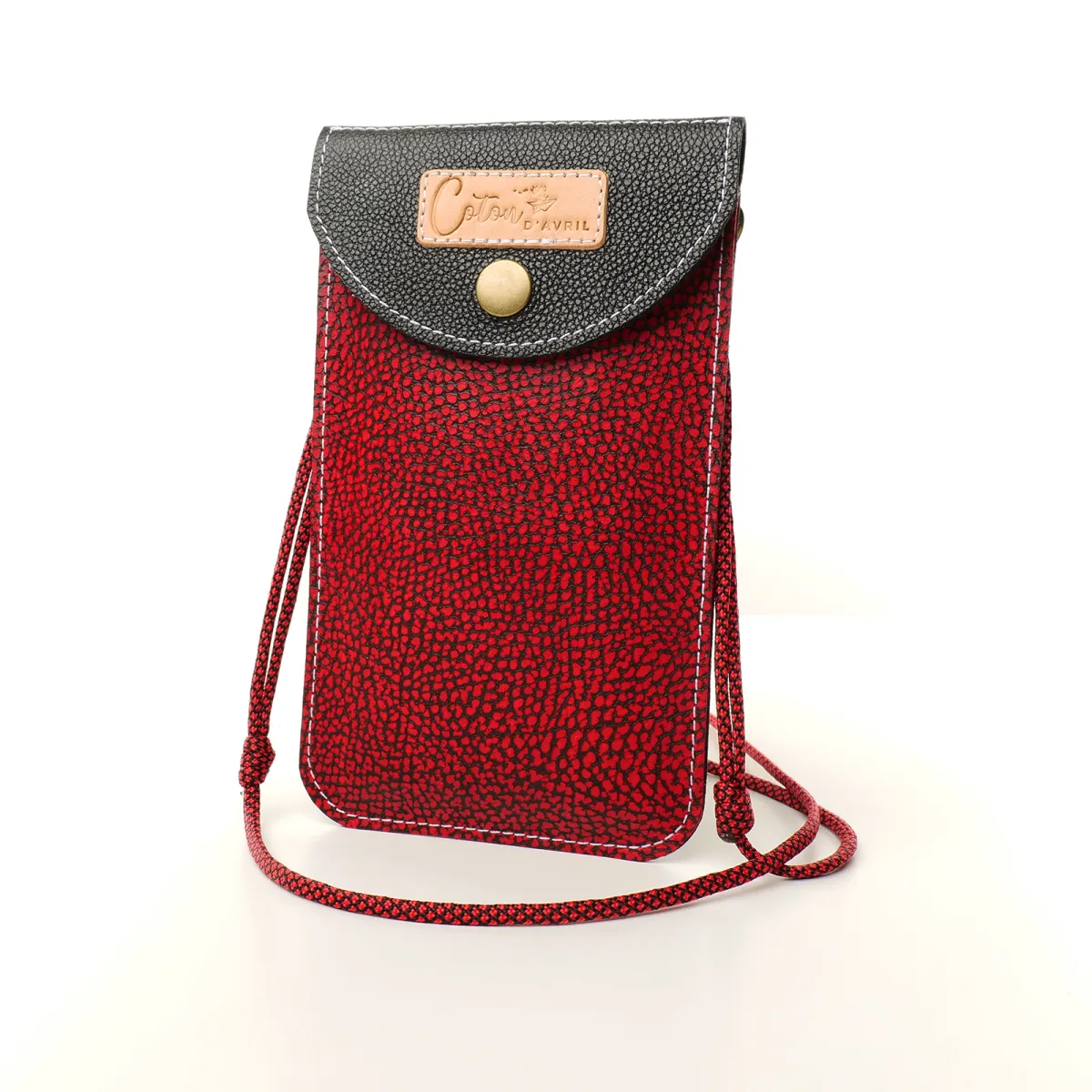 Mini sac pochette téléphone Coton d'Avril ERI Rouge Noir