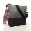 Sac à main bandoulière Coton d'Avril BEATRIS Edition Jean noir
