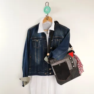 Sac à main bandoulière Coton d'Avril BEATRIS Edition Jean noir