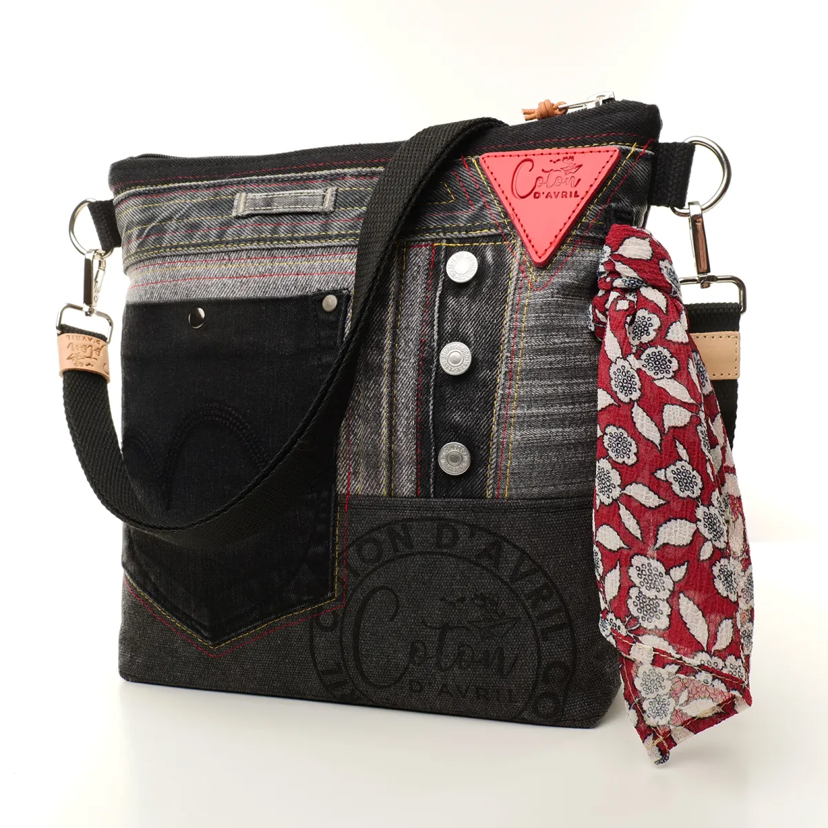 Sac à main bandoulière Coton d'Avril BEATRIS Edition Jean noir