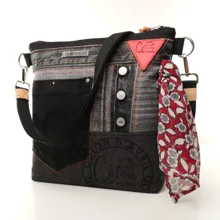 Sac à main bandoulière Coton d'Avril BEATRIS Edition Jean noir