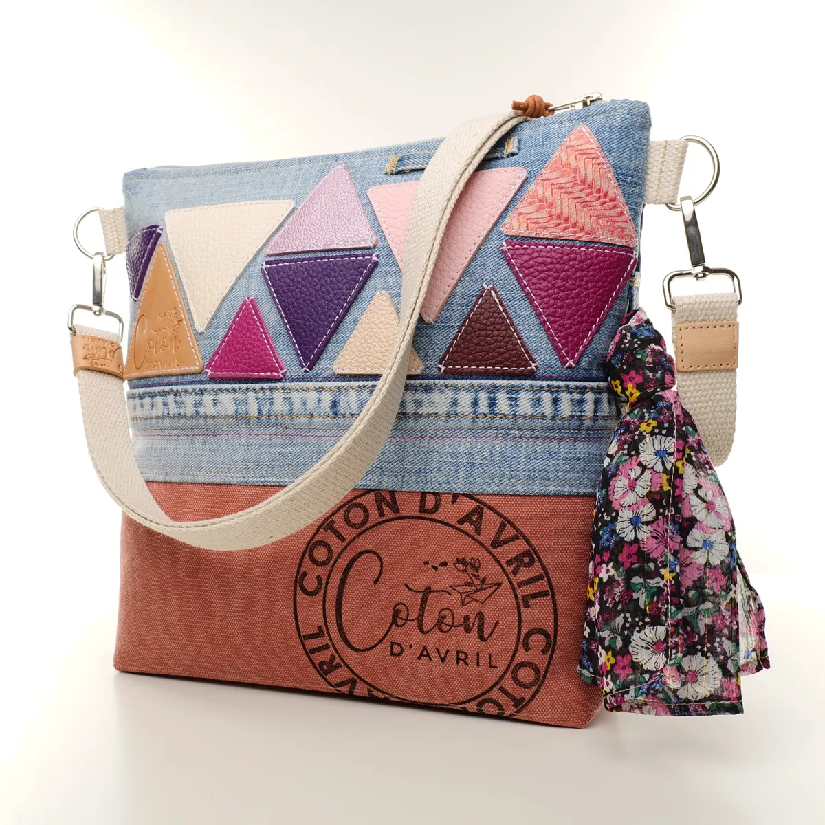Sac à main bandoulière Coton d'Avril Beatris Edition Jean triangles