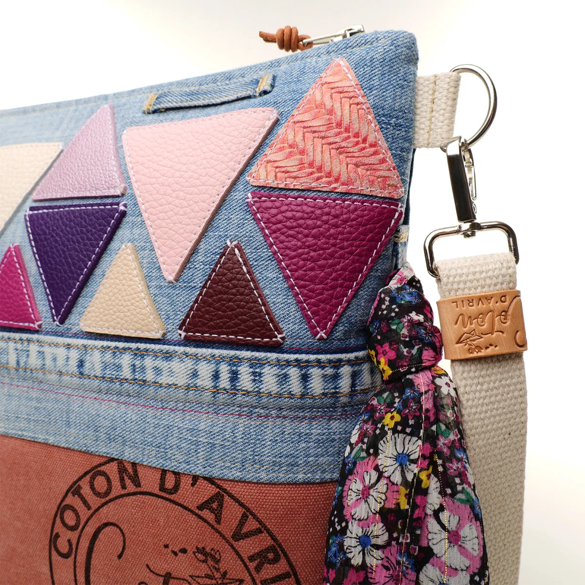 Sac à main bandoulière Coton d'Avril Beatris Edition Jean triangles