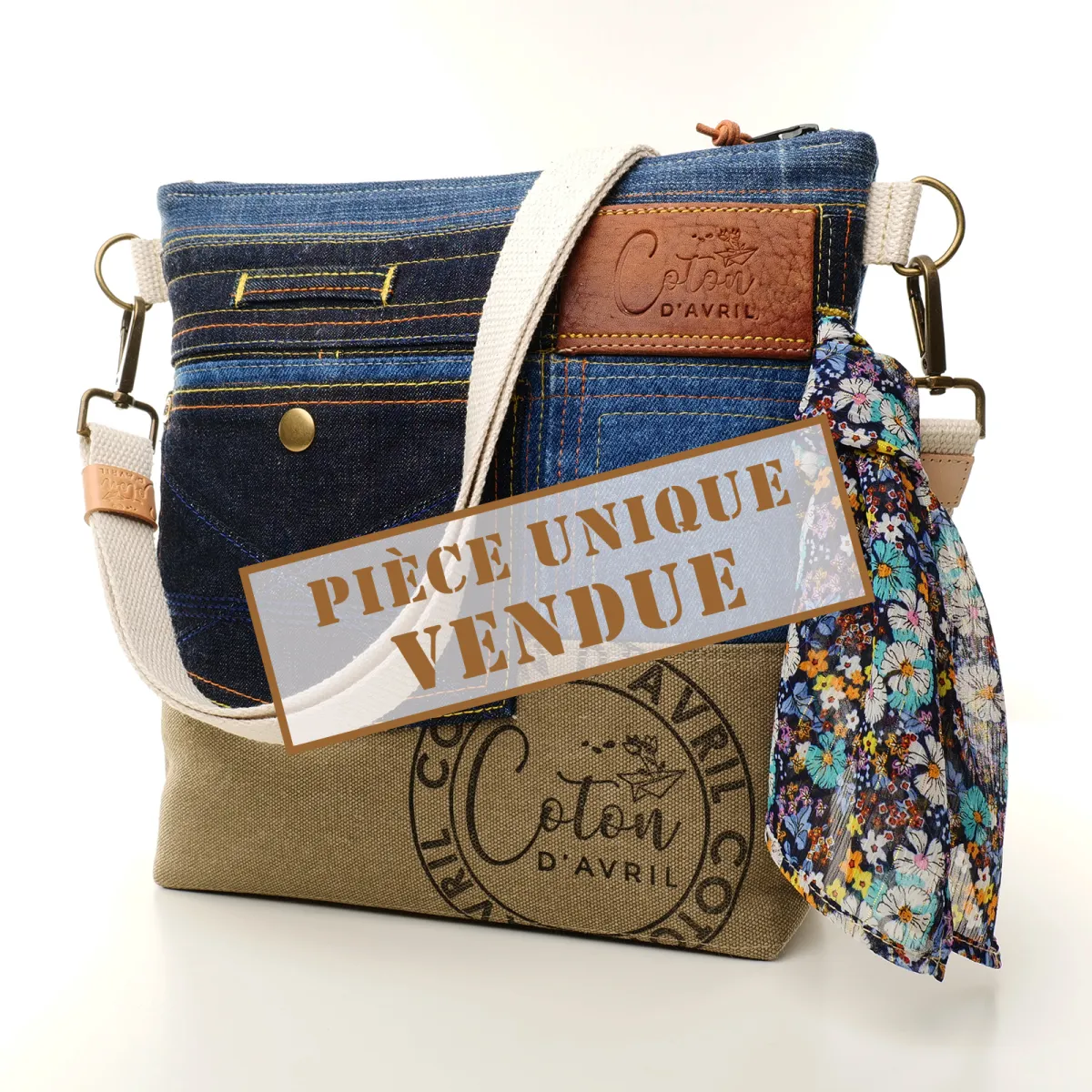 Sac à main bandoulière Coton d'Avril Beatris Edition Jean denim