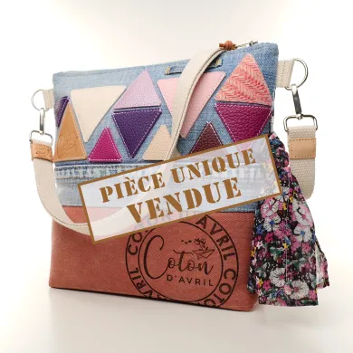 Sac à main bandoulière Coton d'Avril Beatris Edition Jean triangles