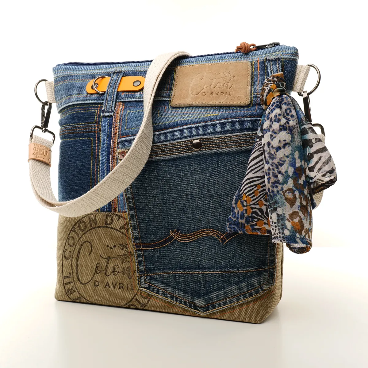 Sac à main bandoulière Coton d'Avril BEATRIS Edition Jean kaki