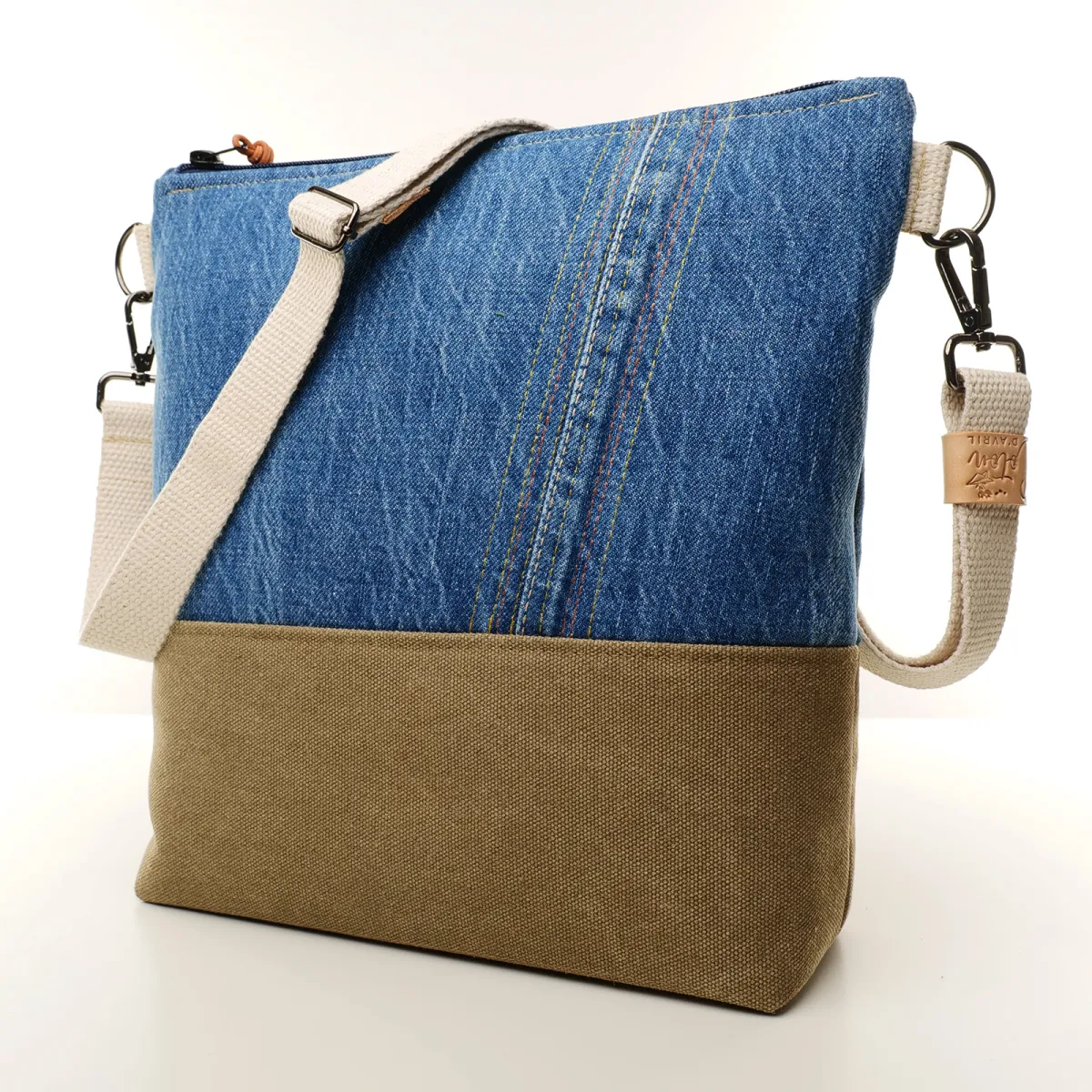 Sac à main bandoulière Coton d'Avril BEATRIS Edition Jean kaki