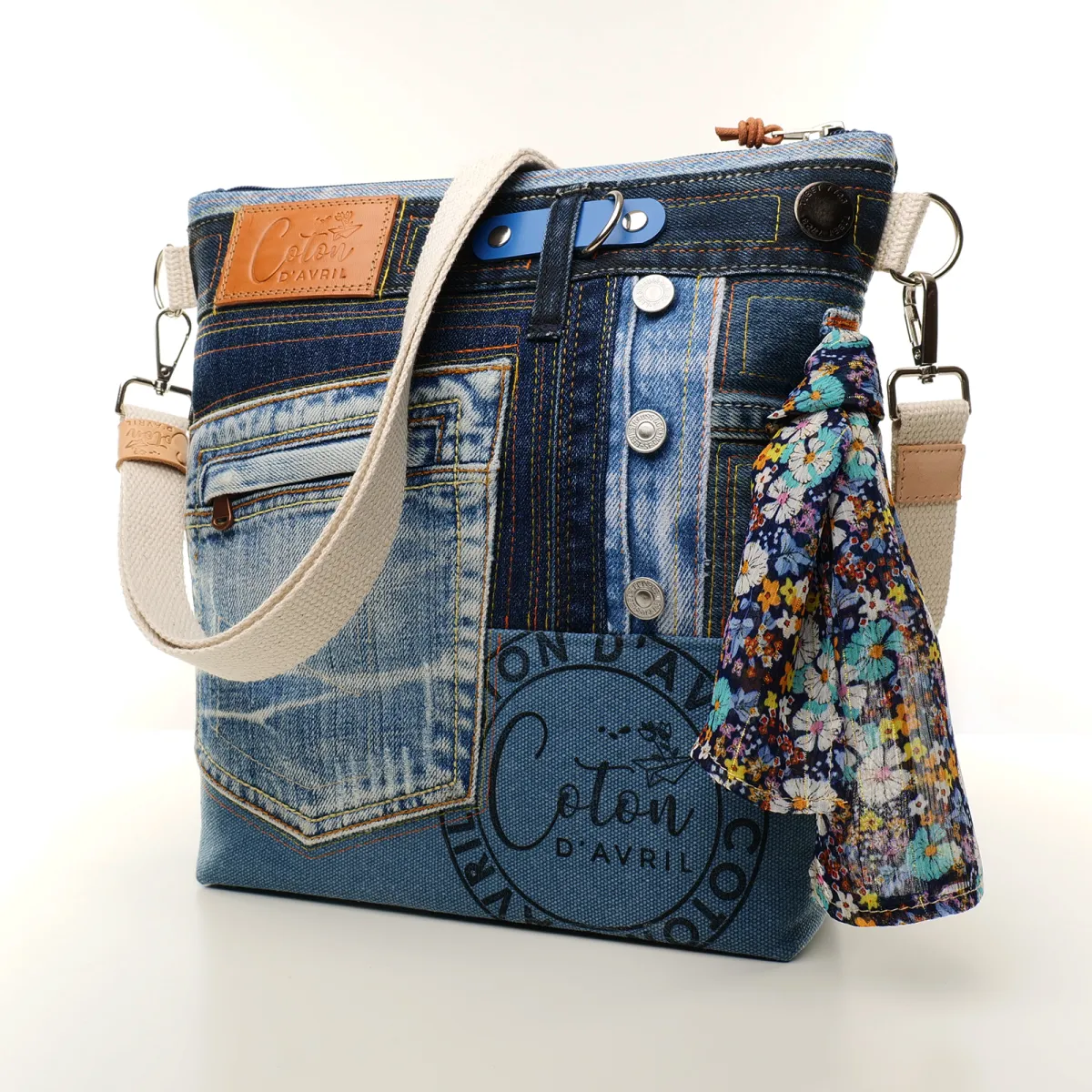 Sac à main bandoulière Coton d'Avril BEATRIS Edition Jean boutons