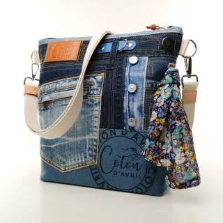 Sac à main bandoulière Coton d'Avril BEATRIS Edition Jean boutons