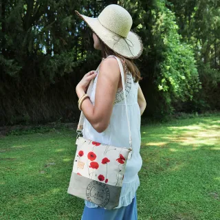 Sac à main bandoulière Coton d'Avril BEATRIS Coquelicot