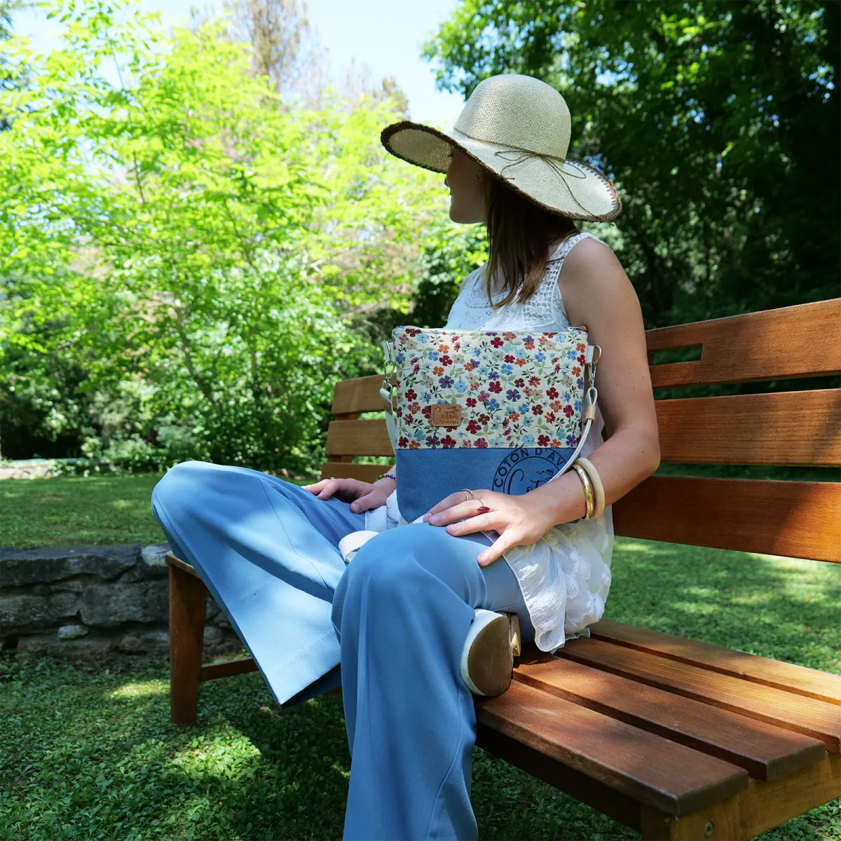 Sac à main bandoulière Coton d'Avril BEATRIS fleurettes