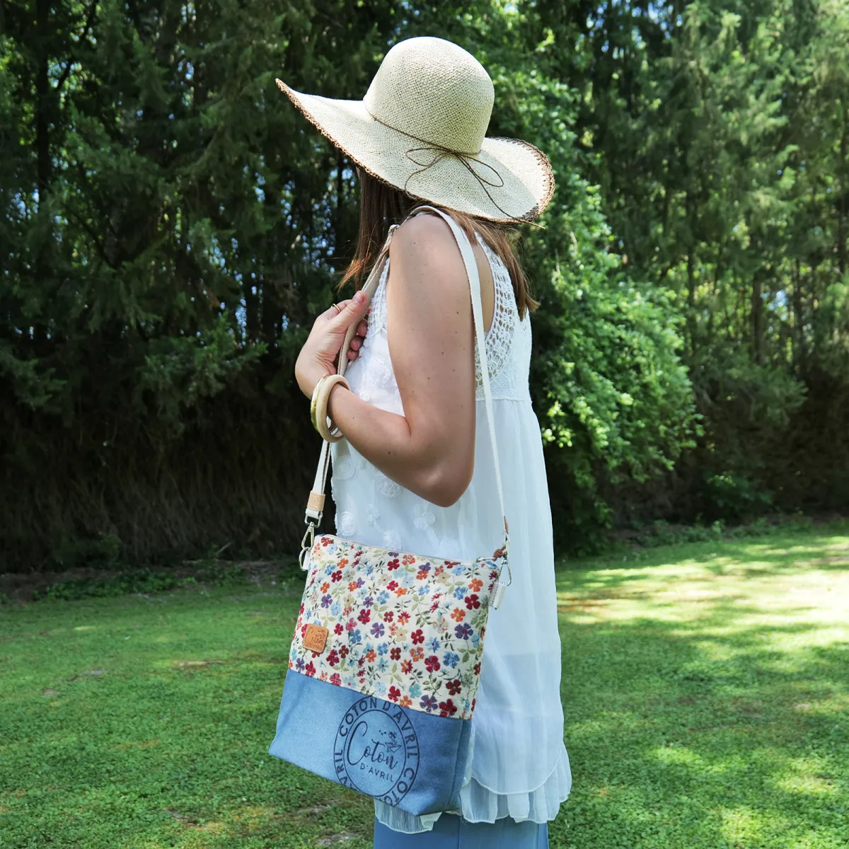 Sac à main bandoulière Coton d'Avril BEATRIS fleurettes