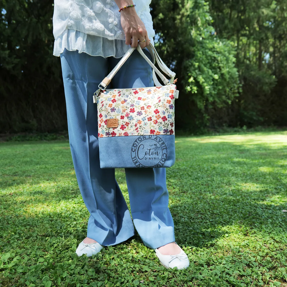 Sac à main bandoulière Coton d'Avril BEATRIS fleurettes
