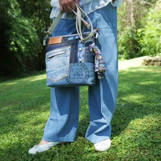 Sac à main bandoulière Coton d'Avril BEATRIS Edition Jean boutons