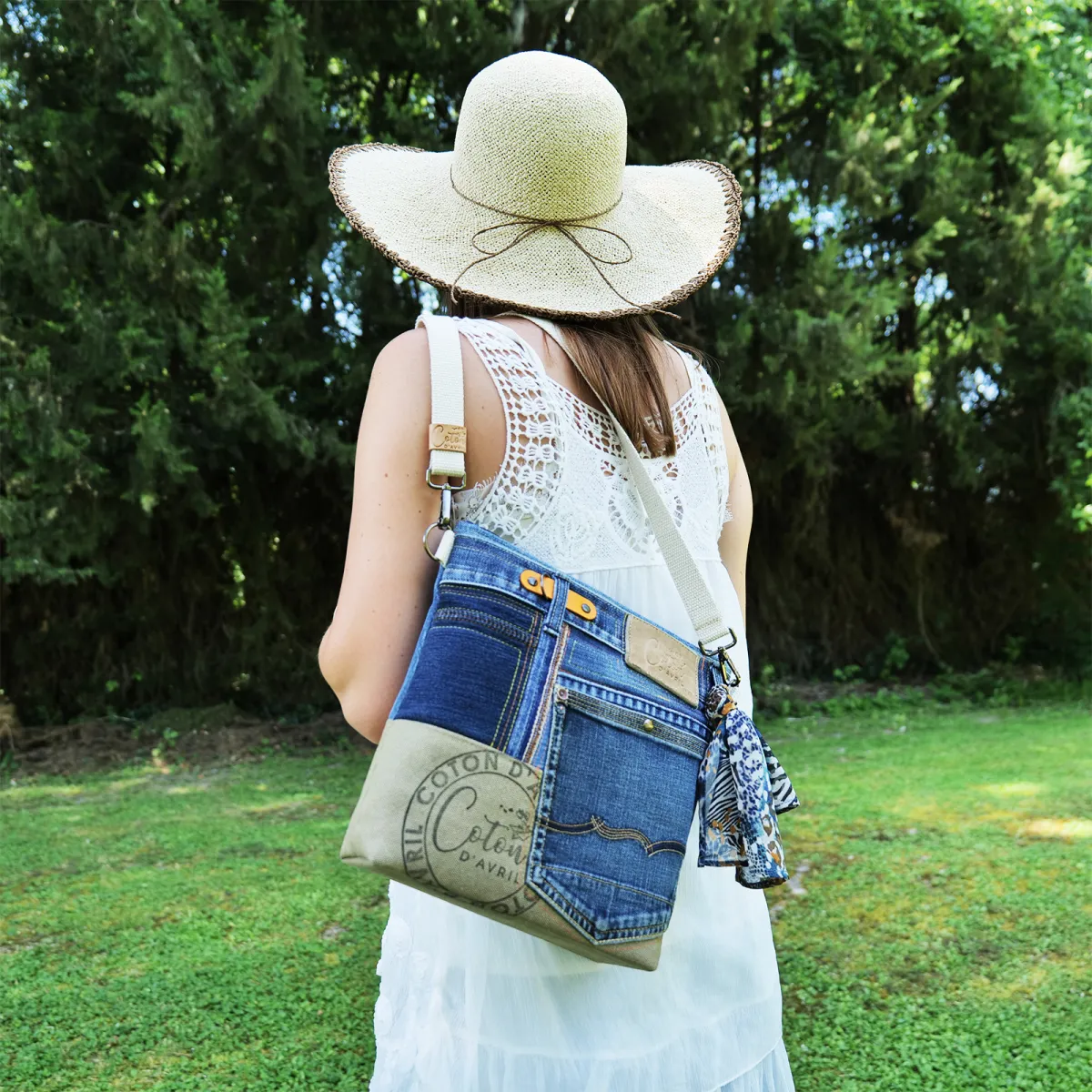 Sac à main bandoulière Coton d'Avril BEATRIS Edition Jean kaki