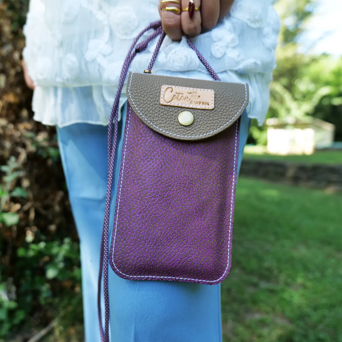 Mini sac pochette téléphone Coton d'Avril ERI Camel Rose