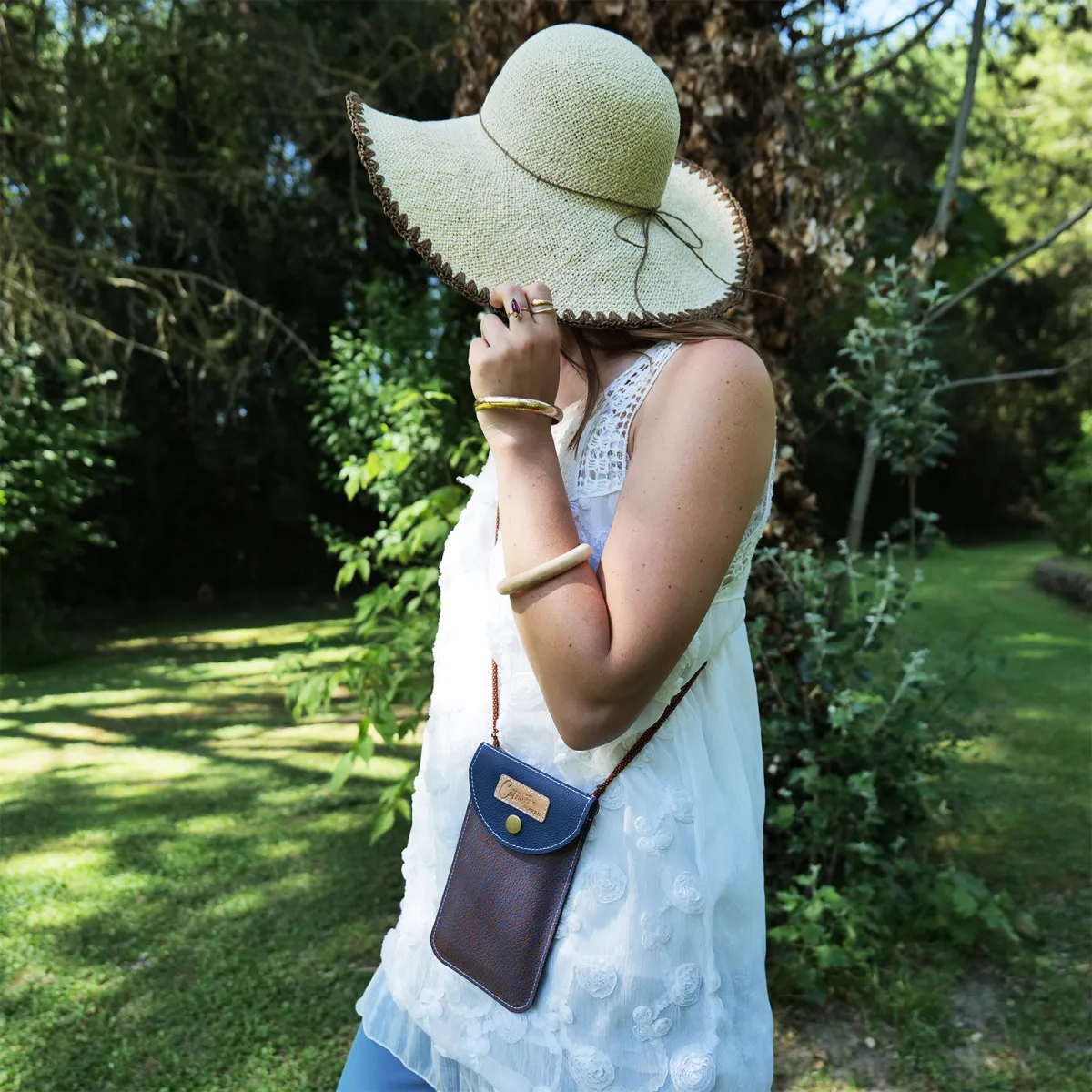 Mini sac pochette téléphone Coton d'Avril ERI Bleu Orange