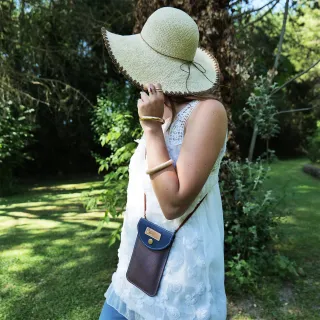 Mini sac pochette téléphone Coton d'Avril ERI Bleu Orange