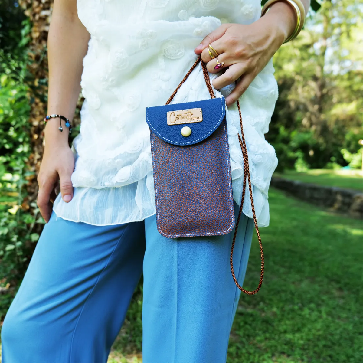 Mini sac pochette téléphone Coton d'Avril ERI Bleu Orange
