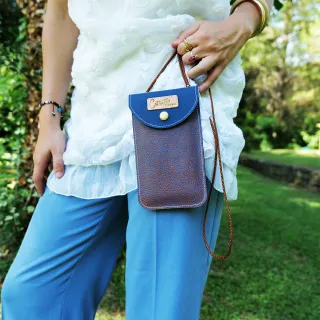 Mini sac pochette téléphone Coton d'Avril ERI Bleu Orange