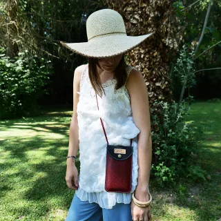 Mini sac pochette téléphone Coton d'Avril ERI Rouge Noir