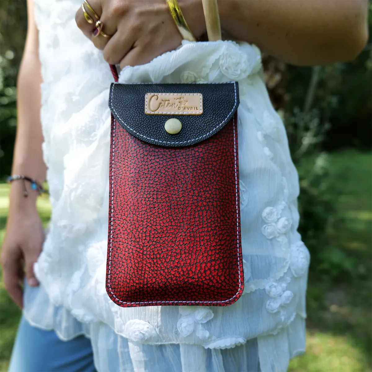 Mini sac pochette téléphone Coton d'Avril ERI Rouge Noir