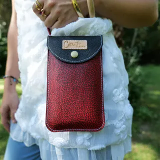 Mini sac pochette téléphone Coton d'Avril ERI Rouge Noir