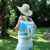 Sac seau Coton d'Avril N°10 Ecru Turquoise