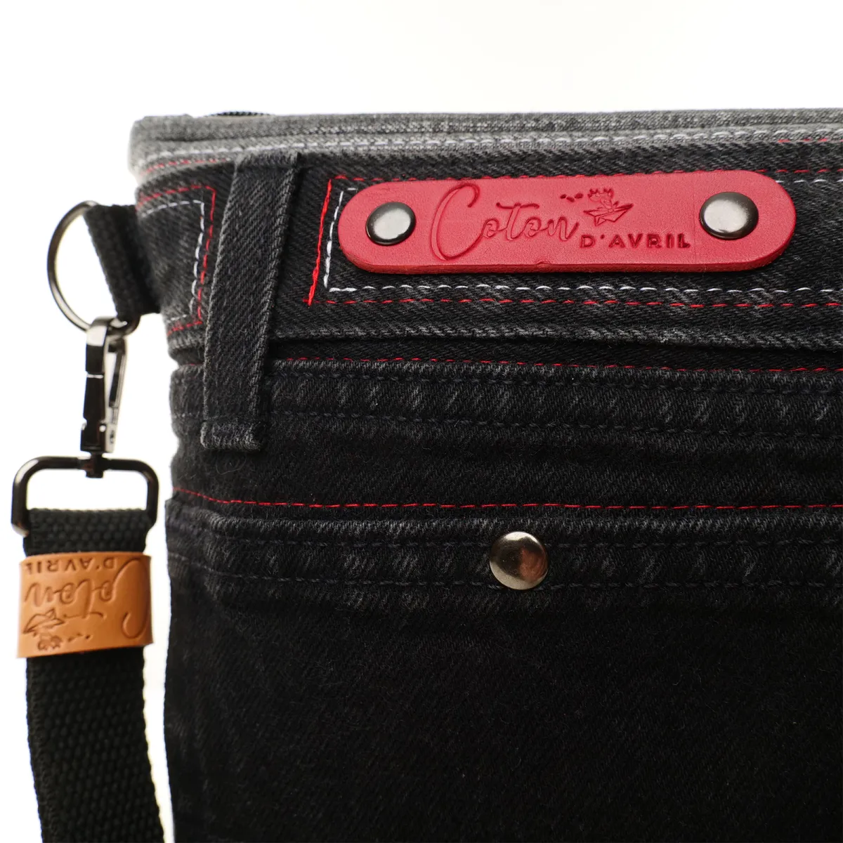 Sac à main bandoulière Coton d'Avril BEATRIS Edition Jean carbone rubis