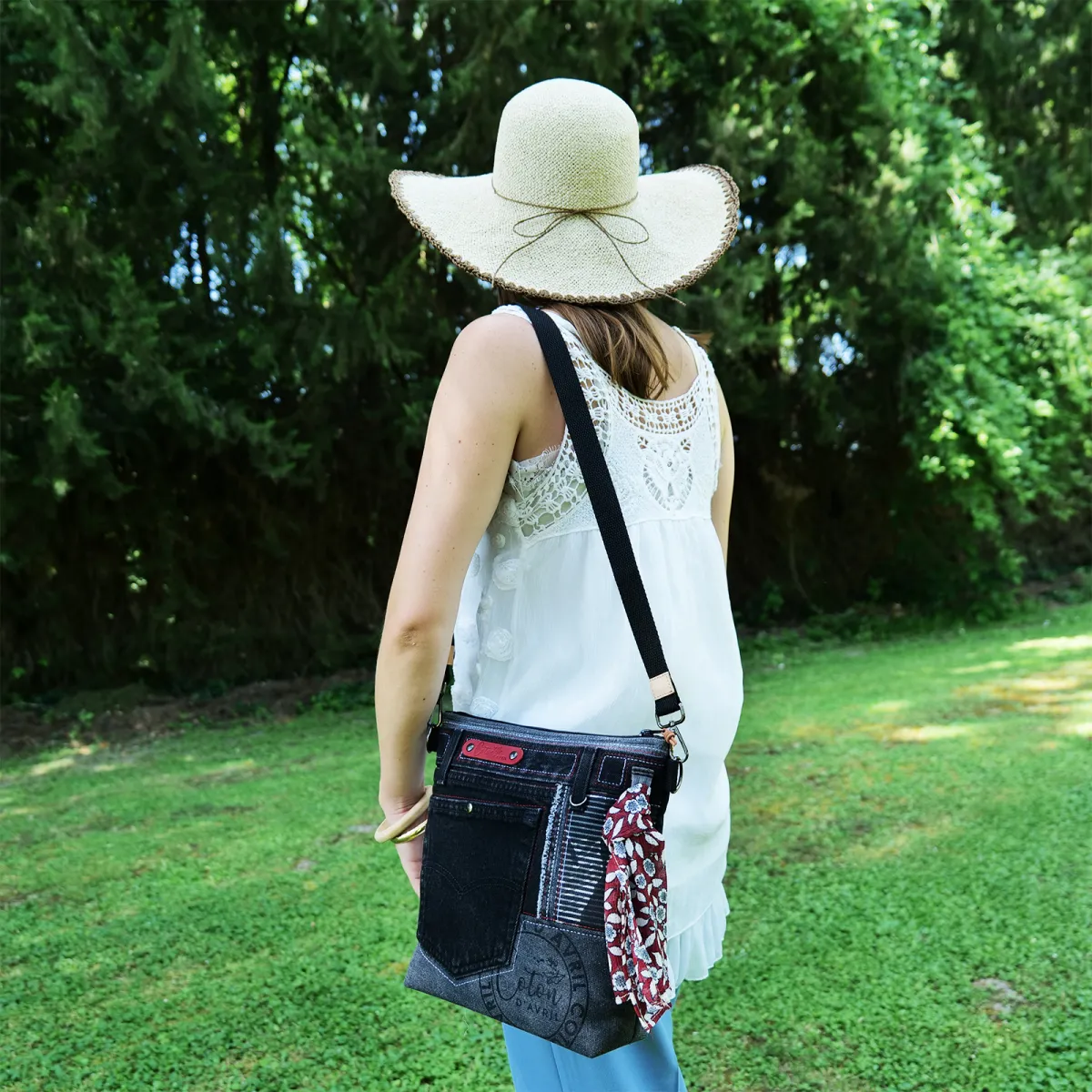 Sac à main bandoulière Coton d'Avril BEATRIS Edition Jean carbone rubis