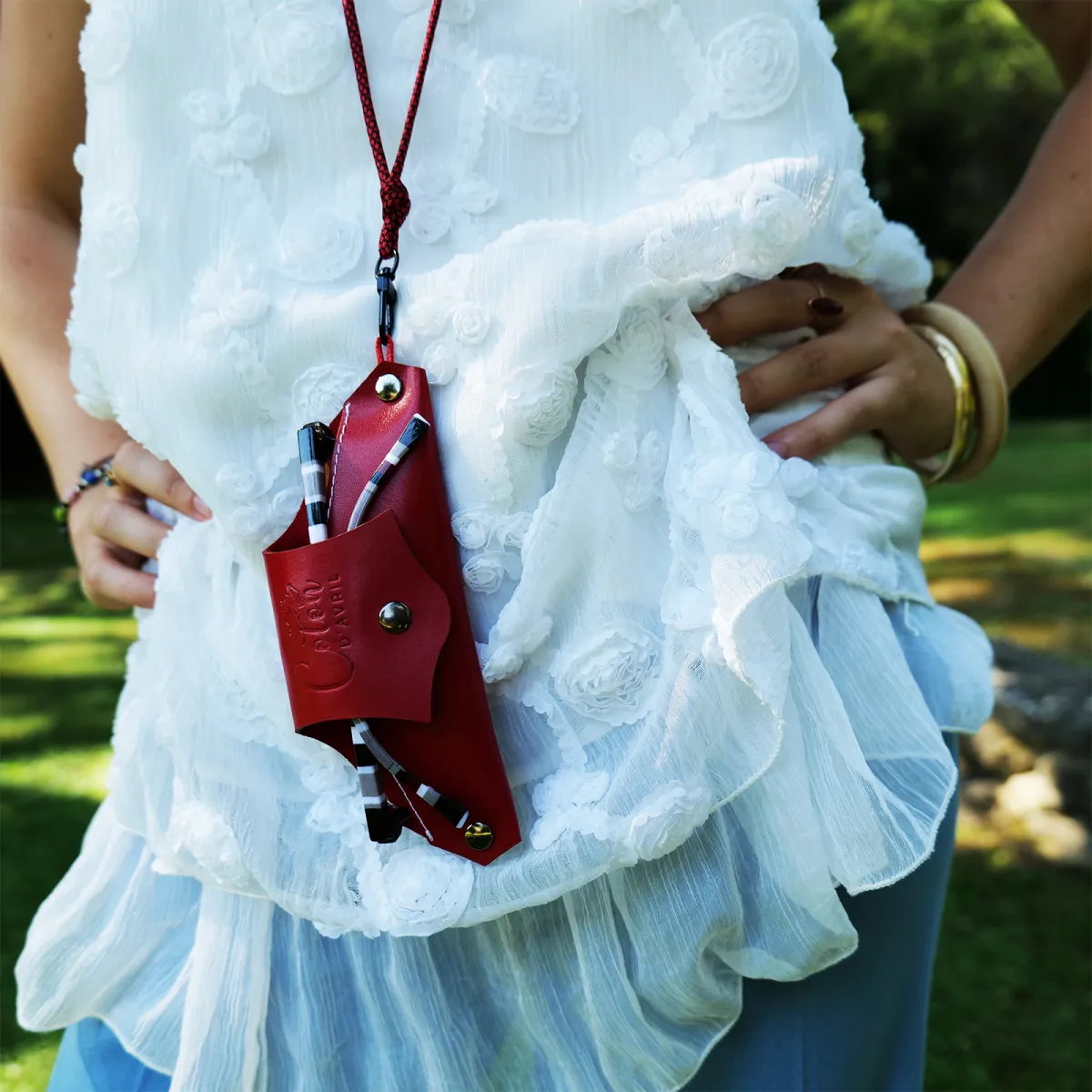 Étui à lunettes PLICO cuir rouge