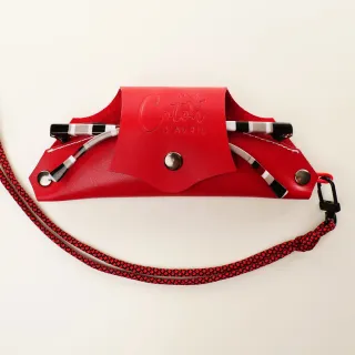Étui à lunettes PLICO cuir rouge