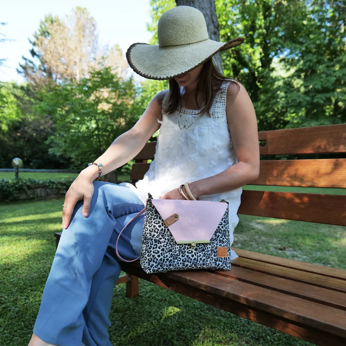Sac à main Bandoulière Coton d'Avril ESTELLO Leopard