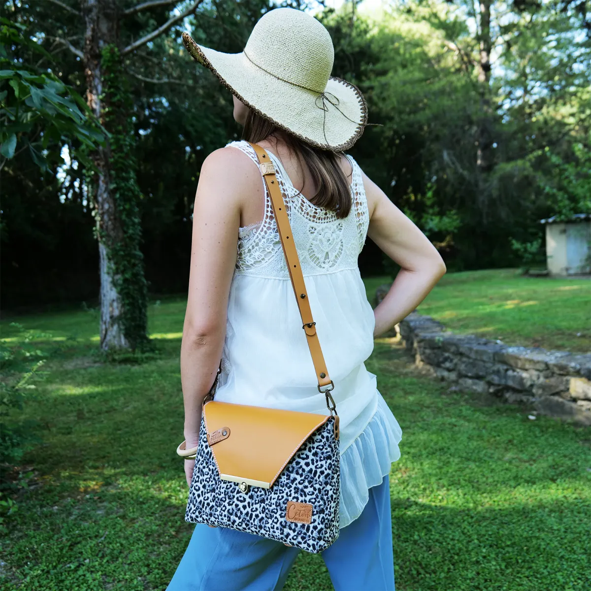 Sac à main Bandoulière Coton d'Avril ESTELLO Leopard