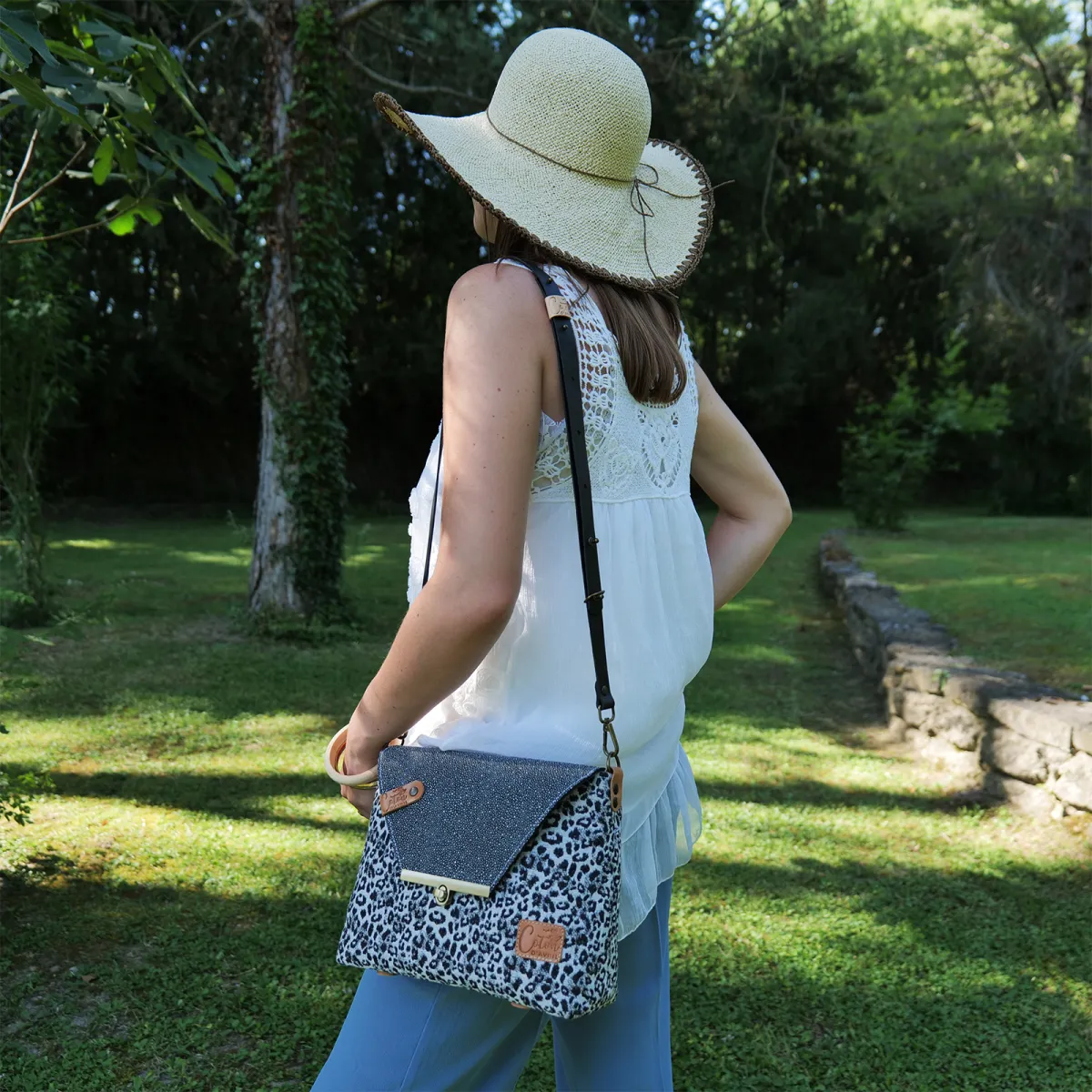 Sac à main Bandoulière Coton d'Avril ESTELLO Leopard