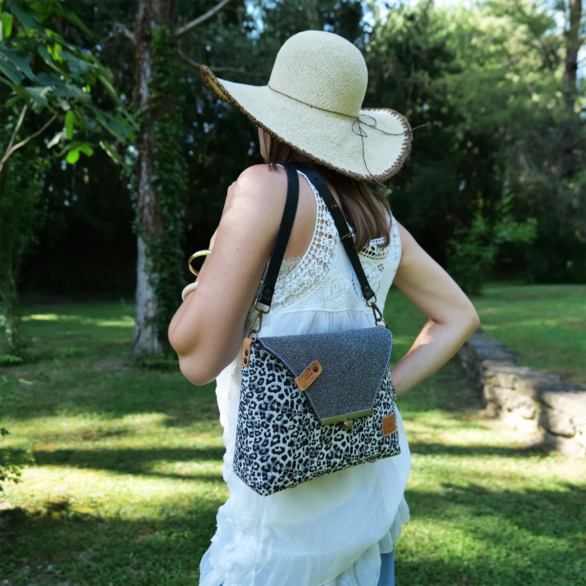 Sac à main Bandoulière Coton d'Avril ESTELLO Leopard