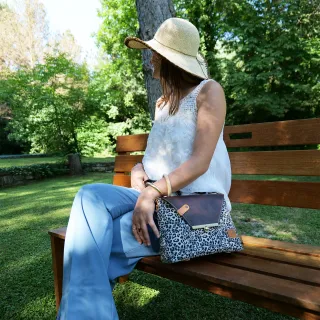Sac à main Bandoulière Coton d'Avril ESTELLO Leopard