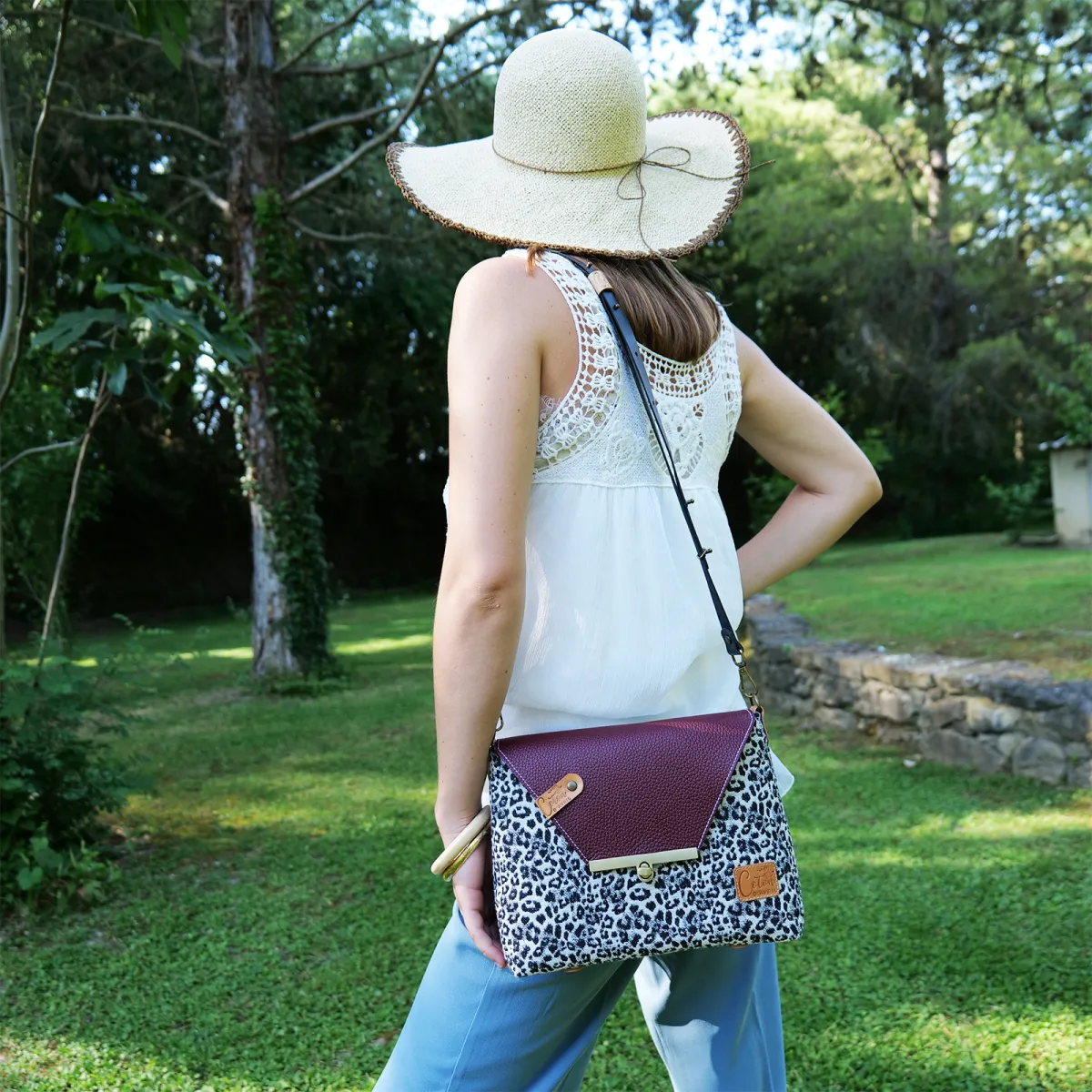 Sac à main Bandoulière Coton d'Avril ESTELLO Leopard